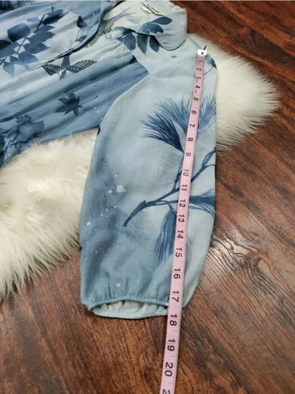 VTG 60's Petites By Penny Young Floral Bird Print Midi Dress Blue Womens Size 10 - Picture 12 of 15